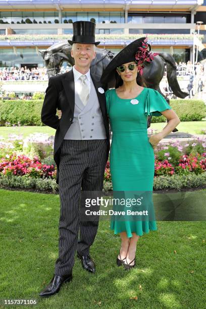 Philip Treacy and Demi Moore on day 4 of Royal Ascot at Ascot Racecourse on June 21, 2019 in Ascot, England.
