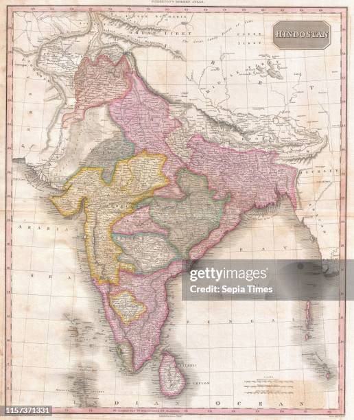 Pinkerton Map of India, Pakistan, Afghanistan, Tibet, Nepal, Sri Lanka, John Pinkerton, 1758 Ð 1826, Scottish antiquarian, cartographer, UK