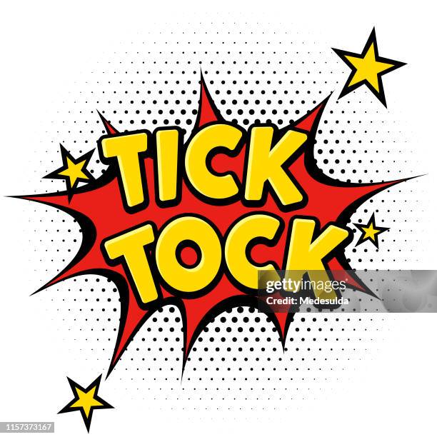 alarm clock and tick tock text - clock close up stock illustrations