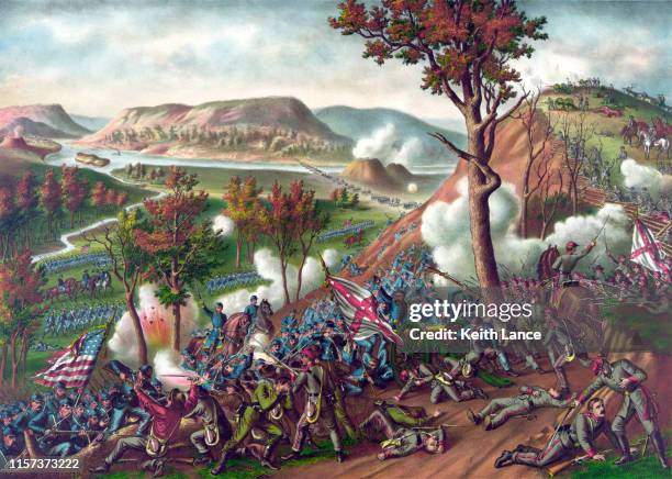 battle of missionary ridge, 1863 - confederate battle stock illustrations