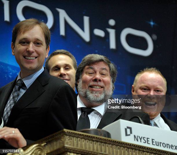David Flynn, president and chief executive officer of Fusion-io Inc., left, Steve Wozniak, chief scientist of Fusion-io, center, and Rick White,...