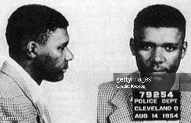 In this handout, American boxing promoter Don King in a mug shot, Cleveland, US, 14th August 1954.