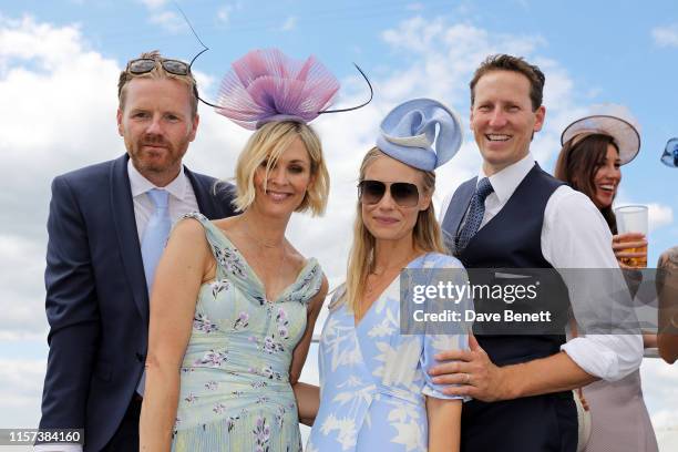 James Midgley, Jenni Falconer, Zoe Cole and Brendan Cole in the Village Enclosure on day 4 of Royal Ascot at Ascot Racecourse on June 21, 2019 in...