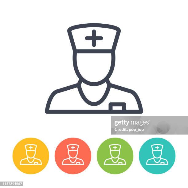 doctor or nurse icon - thin line vector. health and medicine - nurse icon vector stock illustrations