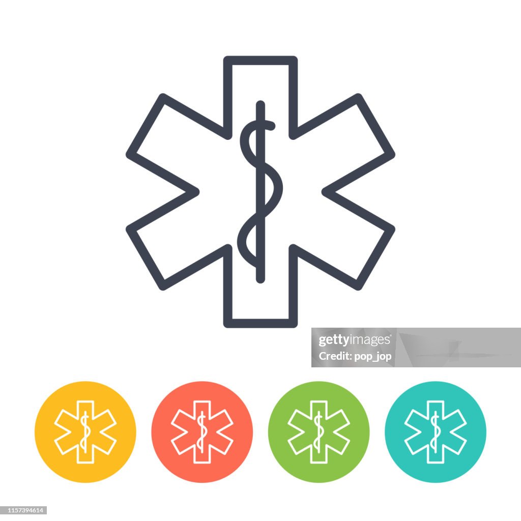 Ambulance Asclepius Icon - Thin Line Vector. Health and Medicine