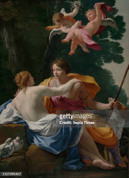 Venus and Adonis. Simon Vouet. French. 1590 France. Europe. About 1642. Oil on canvas. Unframed: 132.7 x 96.5 cm . Framed [outer dim]: 151.8 x 116.5...