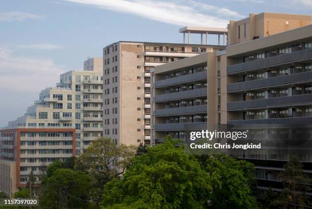 group of residential buildings - student housing canada stock pictures, royalty-free photos & images