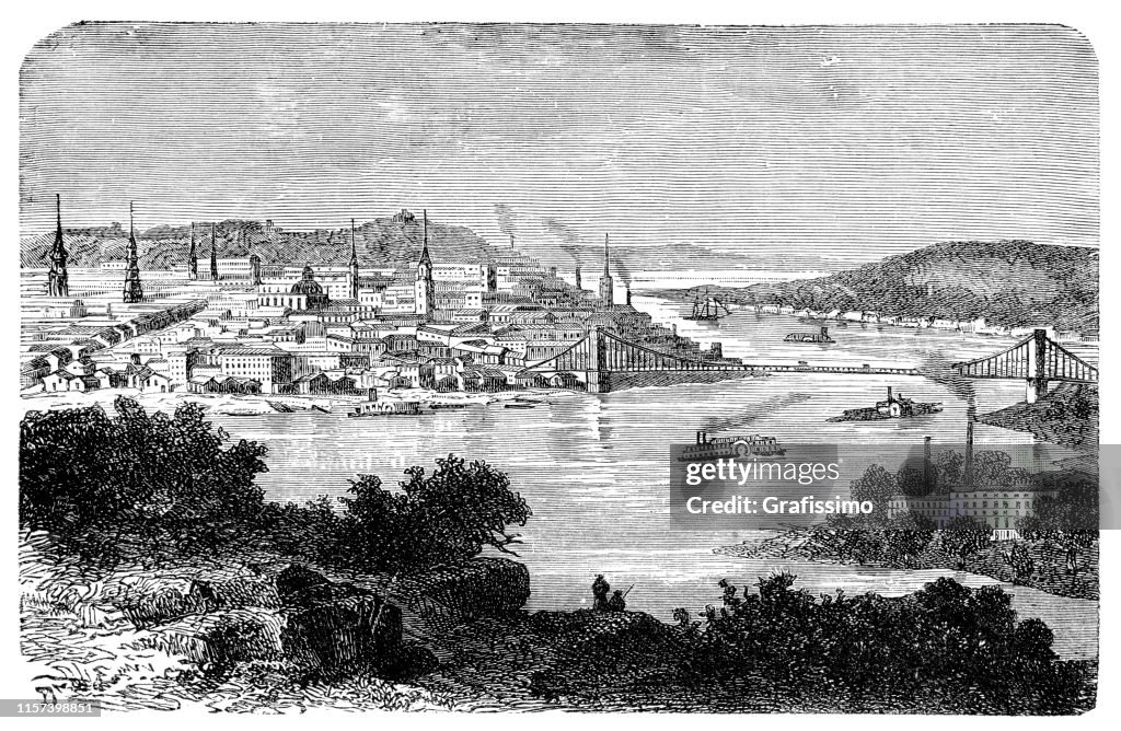 Cincinnati city on the Ohio River 1887