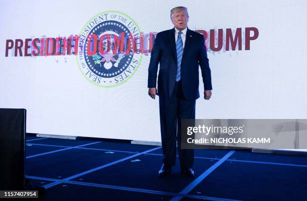 President Donald Trump arrives to address the Turning Point USAs Teen Student Action Summit 2019 in Washington, DC, on July 23, 2019.