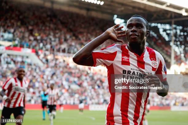 Bruma of PSV celebrates 1-0 during the UEFA Champions League match between PSV v Fc Basel at the Philips Stadium on July 23, 2019 in Eindhoven...