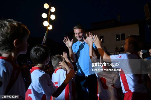 Ciro Immobile of SS Lazio during the SS Lazio team presentation on July 23, 2019 in Auronzo di Cadore, Italy.