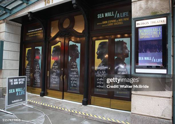 Theatre Marquee unveiling for "Sea Wall / A Life" starring Jake Gyllenhaal and Tom Sturridge at the Hudson Theatre Theatre on July 23, 2019 in New...