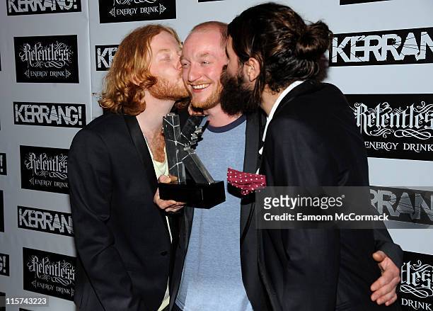 Biffy Clyro with their Classic Songwriter award during The Relentless Energy Drink Kerrang! Awards at The Brewery on June 9, 2011 in London, England.