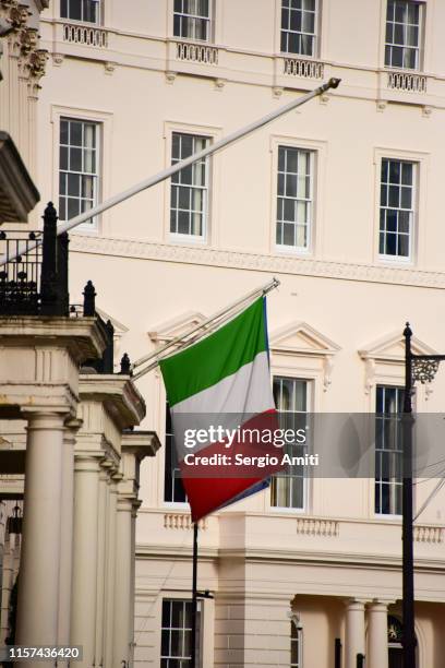 italian flag on victorian building - italian flag stock pictures, royalty-free photos & images