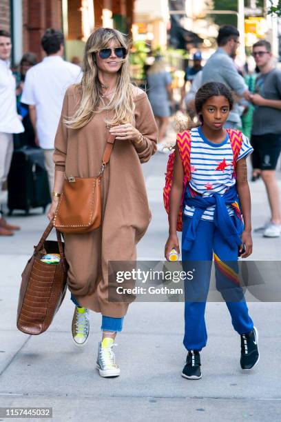 Heidi Klum and Lou Samuel are seen in Tribeca on June 21, 2019 in New York City.