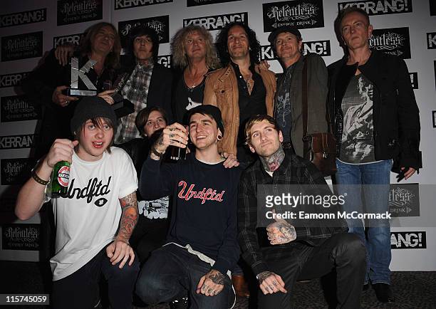Def Leppard with their Inspiration award and Bring Me The Horizon during The Relentless Energy Drink Kerrang! Awards at The Brewery on June 9, 2011...
