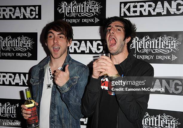 All Time Low, who won the Best Live award during The Relentless Energy Drink Kerrang! Awards at The Brewery on June 9, 2011 in London, England.