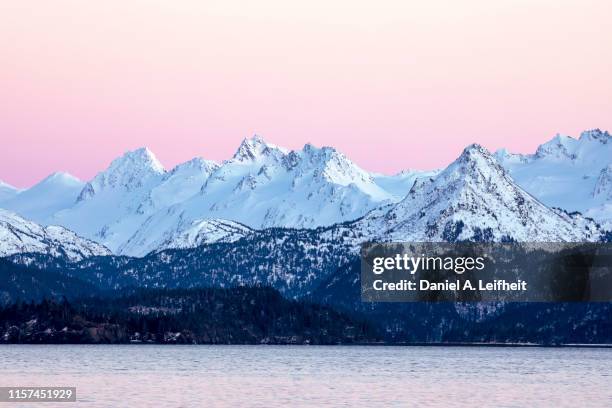 alaska coastal mountains sunset - kachemak bay stock pictures, royalty-free photos & images