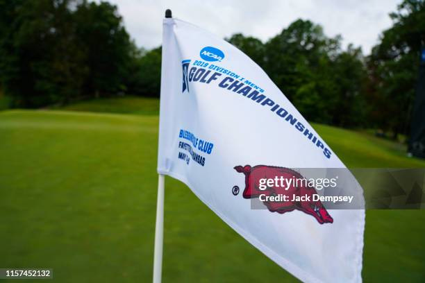 Hole flag is seen during the Division I Men's Golf Match Play Championship held at the Blessings Golf Club on May 29, 2019 in Fayetteville, Arkansas.