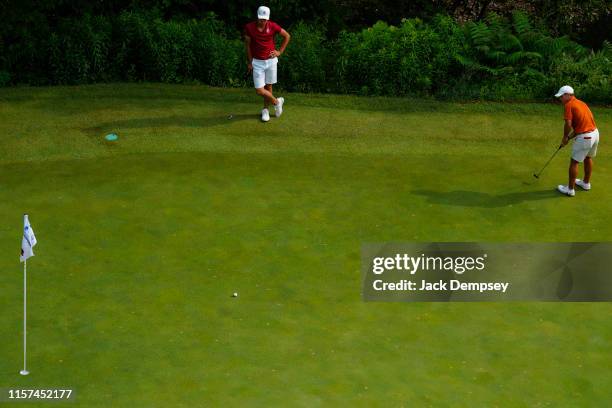 Parker Coody of Texas putts on the green during the Division I Men's Golf Match Play Championship held at the Blessings Golf Club on May 29, 2019 in...