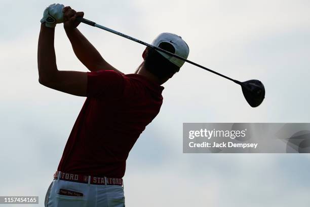 Daulet Tuleubayev of Stanford hits a tee shot on the sixth hole during the Division I Men's Golf Match Play Championship held at the Blessings Golf...