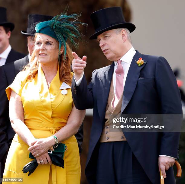 Sarah Ferguson, Duchess of York and Prince Andrew, Duke of York attend day four of Royal Ascot at Ascot Racecourse on June 21, 2019 in Ascot, England.