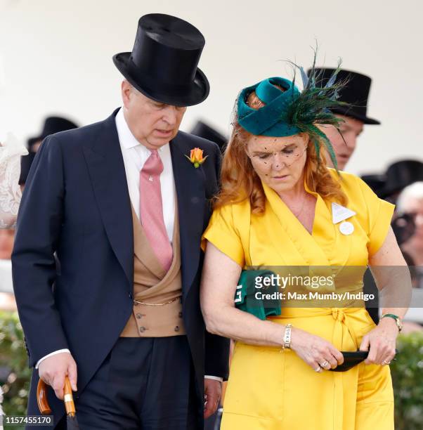 Prince Andrew, Duke of York and Sarah Ferguson, Duchess of York attend day four of Royal Ascot at Ascot Racecourse on June 21, 2019 in Ascot, England.
