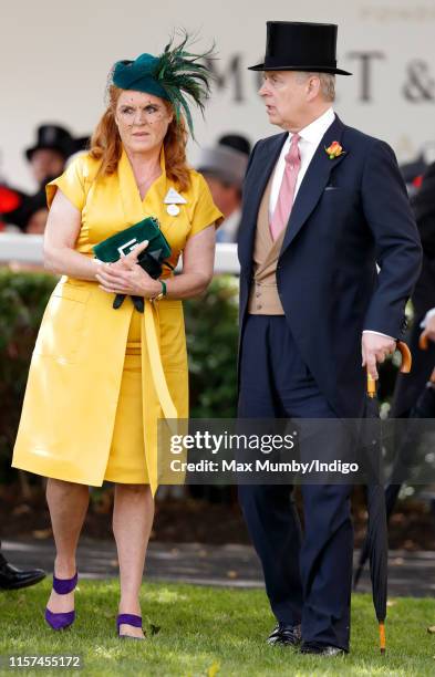 Sarah Ferguson, Duchess of York and Prince Andrew, Duke of York attend day four of Royal Ascot at Ascot Racecourse on June 21, 2019 in Ascot, England.