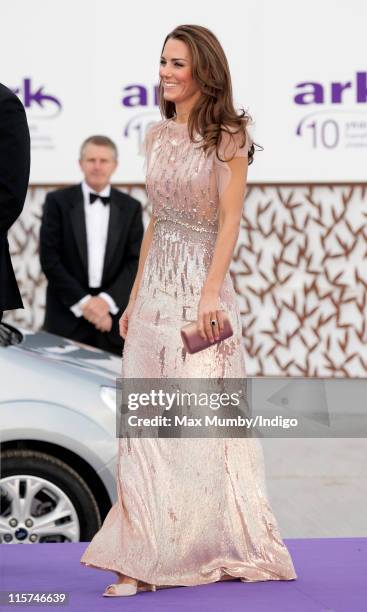 Catherine, Duchess of Cambridge attends the ARK 10th Anniversary Gala Dinner at perk's Field on June 9, 2011 in London, England.