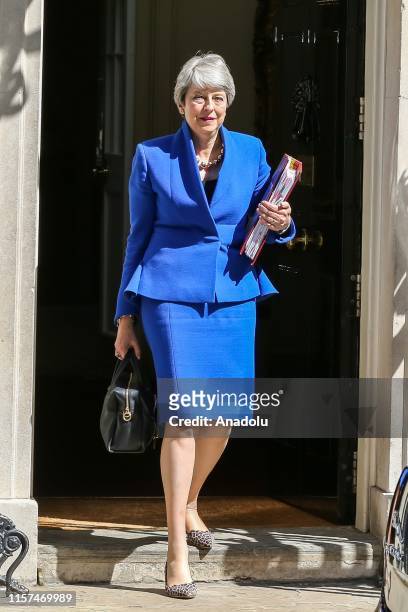 Prime Minister of the United Kingdom, Theresa May leaves Number 10, Downing Street to attend the final Prime Minister's Questions in House of Commons...