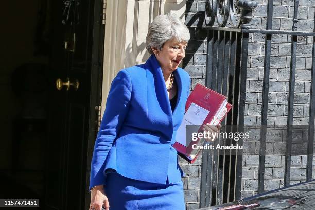 Prime Minister of the United Kingdom, Theresa May leaves Number 10, Downing Street to attend the final Prime Minister's Questions in House of Commons...