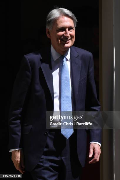 Chancellor of the Exchequer, Philip Hammond leaves Downing Street for Theresa May's last PMQs as Prime Minister on July 24, 2019 in London, England....