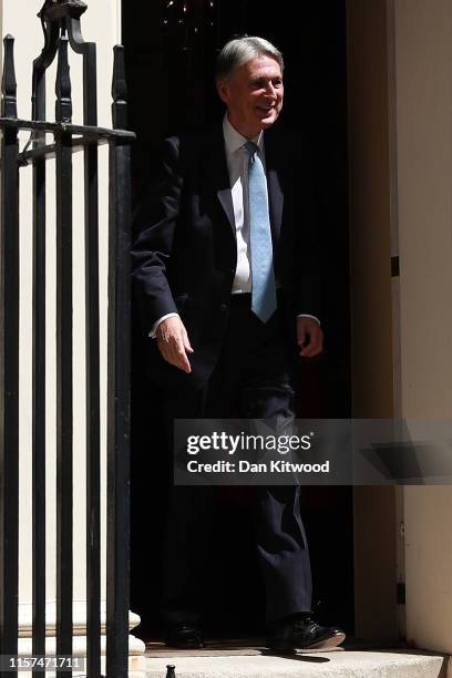 Chancellor of the Exchequer, Philip Hammond leaves Downing Street for Theresa May's last PMQs as Prime Minister on July 24, 2019 in London, England....