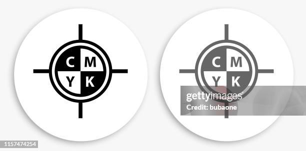 cmyk printing black and white round icon - cmyk stock illustrations