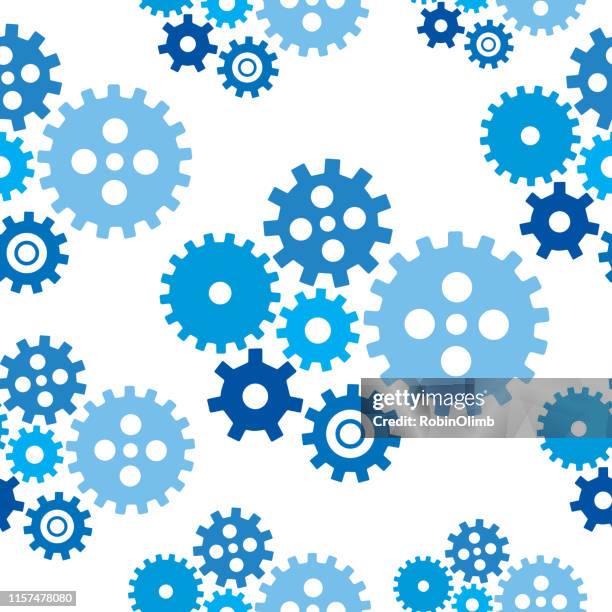 blue gears seamless pattern - interlocked stock illustrations