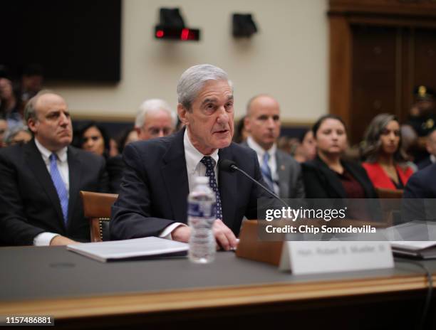 Former Special Counsel Robert Mueller makes an opening statement before testifying to the House Judiciary Committee about his report on Russian...