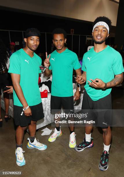 Walker, Jelani Winston, and Christopher Jefferson attend the 2019 BET Experience Celebrity Dodgeball Game at Staples Center on June 21, 2019 in Los...