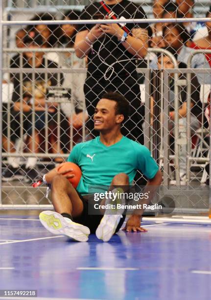 Jelani Winston plays in the 2019 BET Experience Celebrity Dodgeball Game at Staples Center on June 21, 2019 in Los Angeles, California.