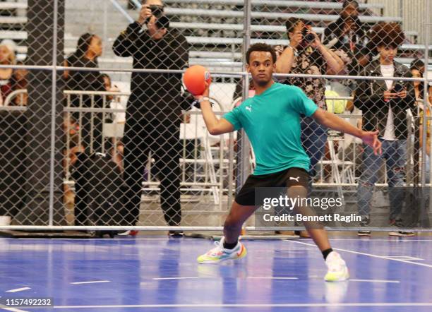 Jelani Winston plays in the 2019 BET Experience Celebrity Dodgeball Game at Staples Center on June 21, 2019 in Los Angeles, California.