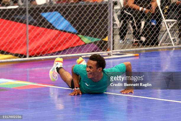 Jelani Winston plays in the 2019 BET Experience Celebrity Dodgeball Game at Staples Center on June 21, 2019 in Los Angeles, California.