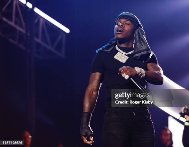 DaBaby performs onstage at the 2019 BET Experience STAPLES Center Concert Sponsored By Coca-Cola at Staples Center on June 21, 2019 in Los Angeles,...