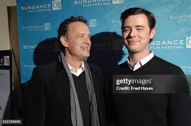 Actors Tom Hanks and Colin Hanks attend "The Great Buck Howard" After Party at Pierpont Place during the 2008 Sundance Film Festival on January 18,...