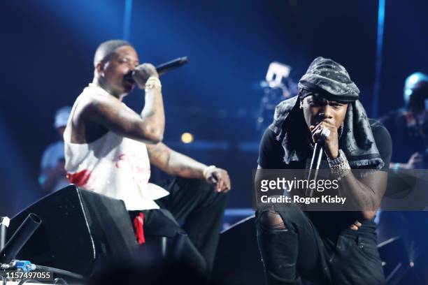 And DaBaby perform onstage at the 2019 BET Experience STAPLES Center Concert Sponsored By Coca-Cola at Staples Center on June 21, 2019 in Los...