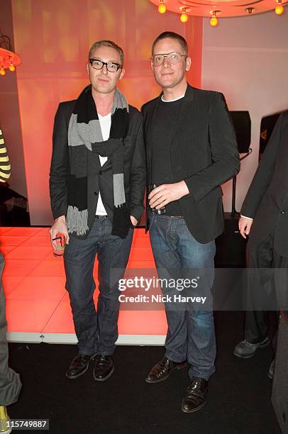 Stuart Vevers and Giles Deacon during Mulberry For Giles Bags - Launch Party - Inside Arrivals at Harvey Nichols in London, Great Britain.