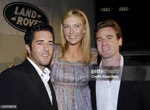 Ryan Macaulay, Maria Sharapova, and Jed Weinstein during Jed Weinstein Presents and Epic Sports Celebrate the New Face of Land Rover with Maria...