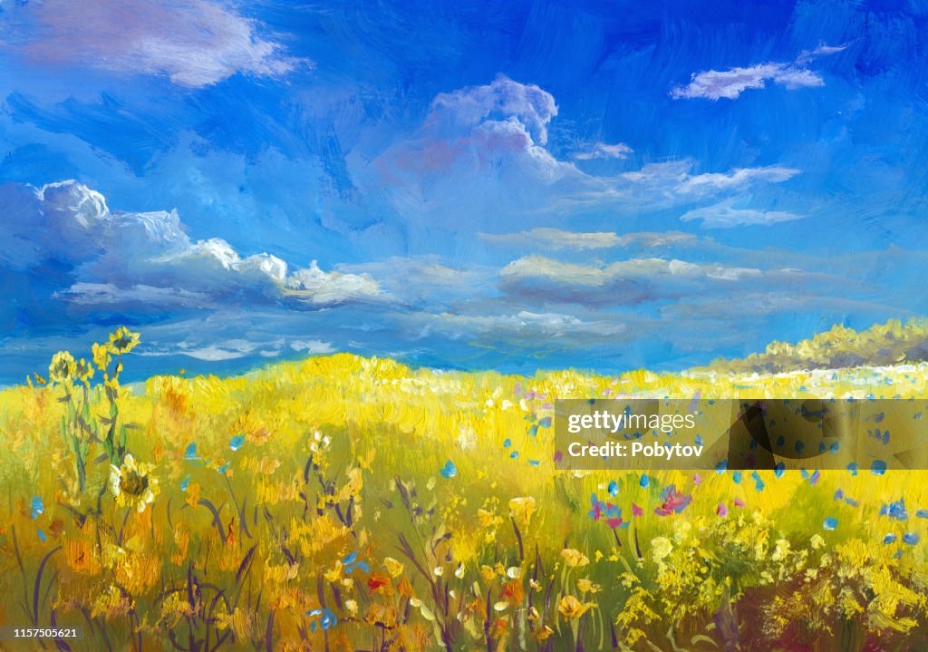 Sommerwiese, Ölgemälde