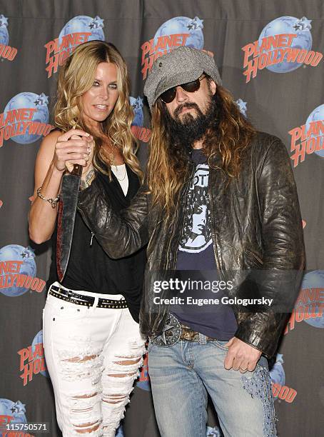 Sheri Moon Zombie and Rob Zombie donate memoribilia from "Halloween II" at Planet Hollywood on August 18, 2009 in New York City.