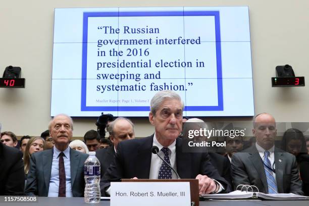 Former Special Counsel Robert Mueller testifies before a House Judiciary Committee hearing about his report on Russian interference in the 2016...