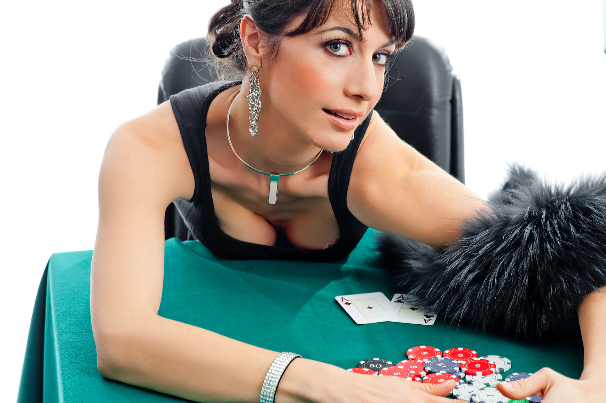 Luxury babe playing poker Luxury babe playing poker