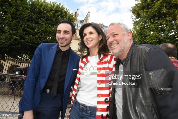 Radio Voltage editor in chief Jordan Guisnel, Caroline Barclay and Christophe Kulikowski attend La Fete des Tuileries 2019 on June 21, 2019 in Paris,...
